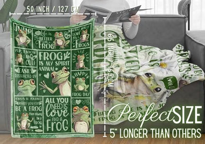 Frog Gifts Blanket for Women - Flannel Throw 50x65 Inches - Frog Lover Gift - Variation 03-Frogs Are