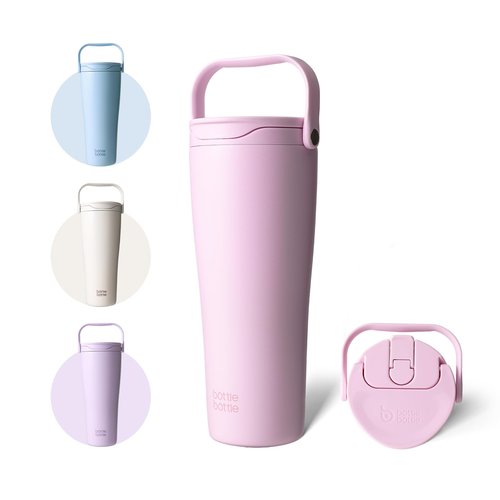 BOTTLE BOTTLE Insulated Tumbler with Handle & Straw Lid, 30oz Stainless Steel Leak-Proof Water Bottle for Hot & Cold Drinks, Add Ice Without Unscrewing, BPA-Free for Travel, Sports, Office(Pink)