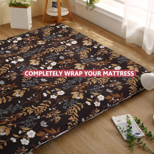 Japanese Floor Mattress Cover with Zipper 135x200cm Washable Futon Protector - E Variation