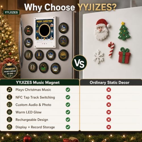 Mini Vinyl Record Storage & Music Box Decor with NFC Player - Christmas Edition - 1 Set
