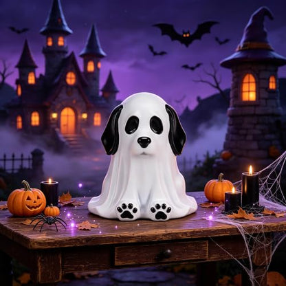 Mini Halloween Ghost Dog Figurines - Cute Resin Decor for Halloween and Shelf Display Variation of Halloween Decorations - Mini Cute Resin Ghost Dog for Halloween Decor