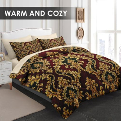 WeCozy Baroque Damask King Size Comforter Set - Victorian Antique Bedding