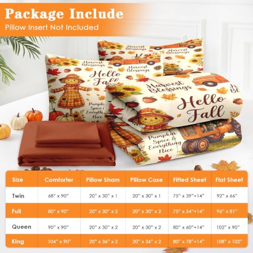 King Size Fall Comforter Set with Pillowcases and Sheets - Soft Cozy Bedding