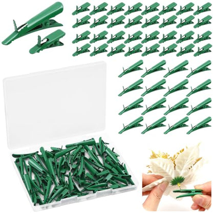 Green Christmas Tree Ornament Clips - 60 Pcs Heavy Duty Metal Alligator Style