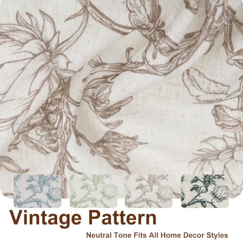 Protea Line Linen Valance Curtain 52x14 Inch Taupe Farmhouse Style