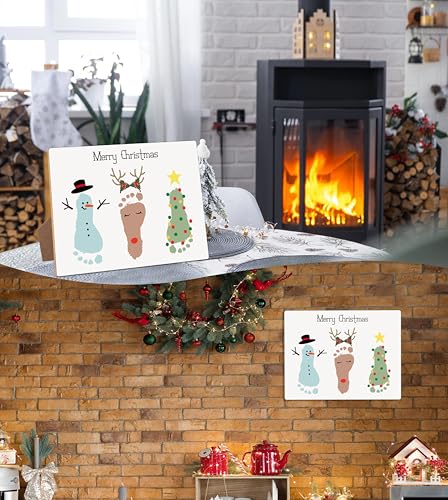 Christmas Tree Snowman Elk Handprint Sign - 8.5x11in Wooden DIY Wall Decor (Variation: Christmas Tree Snowman Elk)