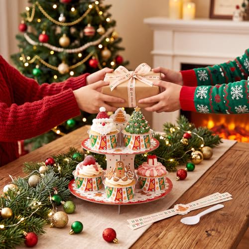 Christmas Mini Loaf Pans Set with Lids Spoons & Stickers - Gingerbread