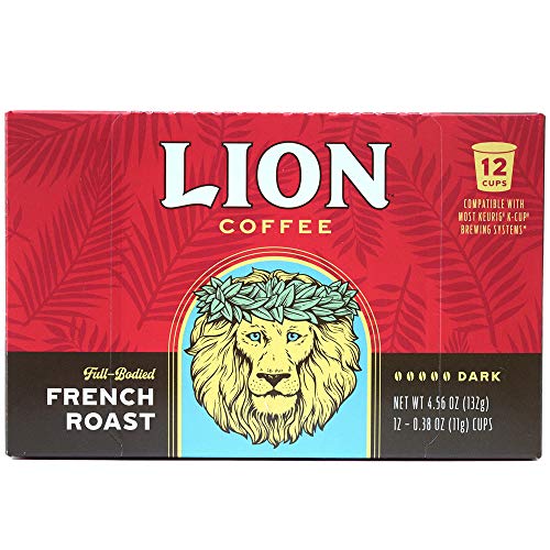 Lion Coffee French Roast Coffee, Dark Blend, Single-Serve Coffee Pods, Compatible with Keurig® Brewers, A Taste of Aloha - (12 Count Box)