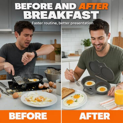 Dual Cavity Microwave Egg Poacher with Lid & Handle - Dark Gray 2pcs