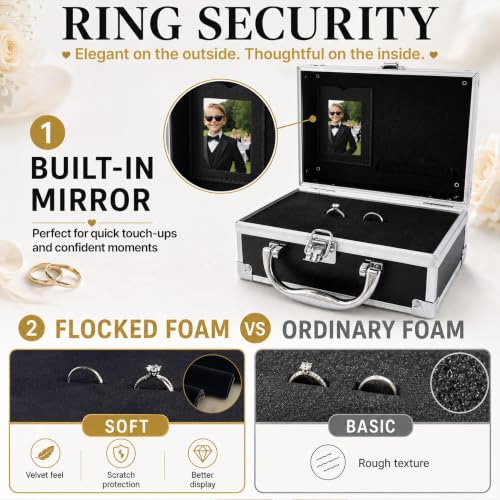 Ring Security Wedding Ring Bearer Box Gifts Set - Briefcase Set A Gold Variation