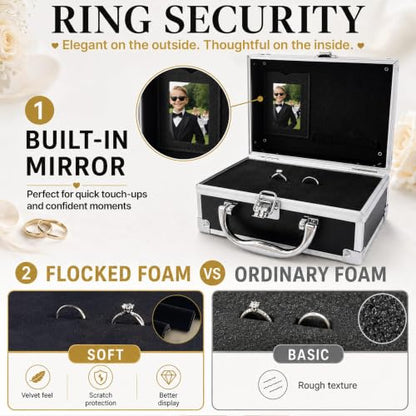 Ring Security Wedding Ring Bearer Box Gifts Set - Briefcase Set A Gold Variation