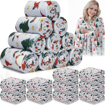 Gnome Throw Blanket Set - Blue Fleece Winter Gnome Decor, 50x60 Inches