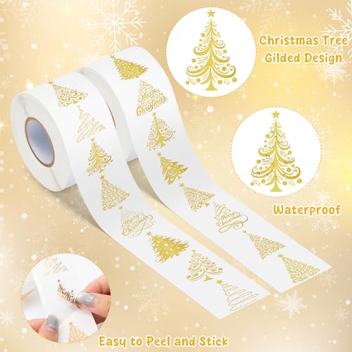 Gold Christmas Tree Stickers - 1000 Waterproof Metallic Vinyl Reusable Decals