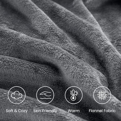 Love's Cabin Flannel Sheets Set Queen Grey 4 Pieces Deep Pocket