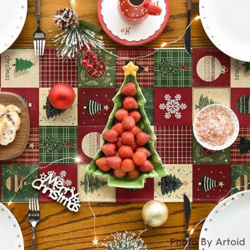 Christmas Tree Gift Table Runner 13x120 Inch Red Holiday Home Decor