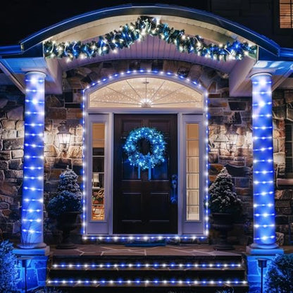 Battery Operated Rope Lights 2 Pack - Blue & White Outdoor Christmas String Lights