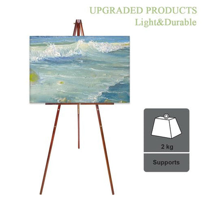 Conda 63" Wooden Tripod Artist Display Easel with Tray, A-Frame Adjustable Easel Stand for Wedding Sign, Foldable Easels for Painting Canvas, Display & Posters