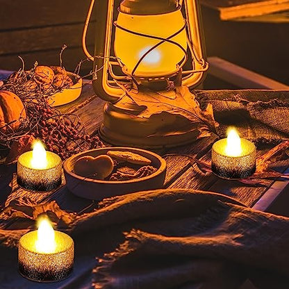 Retisee 48 Pack Flameless LED Tea Lights - Gold & Black, 1.65 Inch