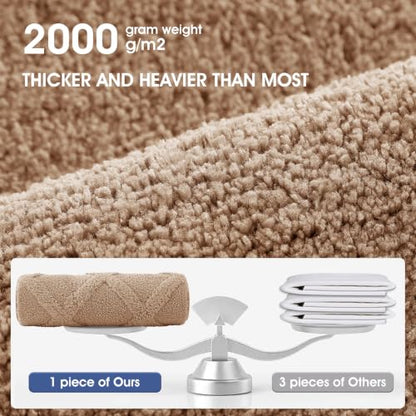 Bathroom Rugs Set 3 Piece Non-Slip Microfiber Bath Mat - Brown, 24x17 + 48x20 + U Shape 24x20