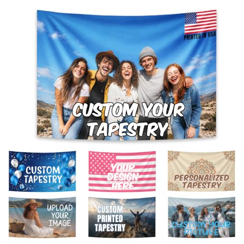 Personalized Photo & Text Wall Tapestry 60x40in Polyester Custom Room Decor Variation of Polyester / Tapestry-B / 60L x 40W