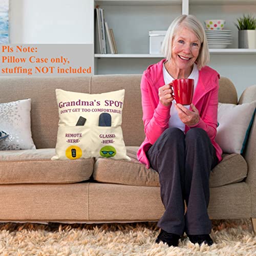 Grandma Gifts Throw Pillow Cover 18x18 Inch with Engraved Spoon - Variation of Grandma