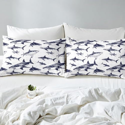 Shark Fitted Sheet Queen Deep Pocket Ocean Life Bedding Set Pattern 105