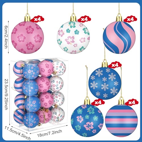 Christmas Tree Ball Ornaments Set - Cartoon Hanging Plastic Holiday Decor - Flower Variation