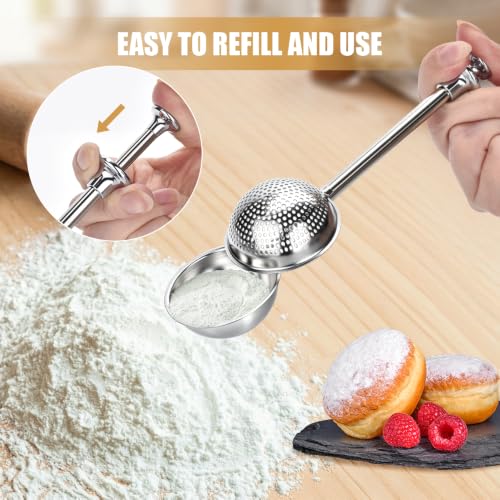 2PCS Stainless Steel Flour Duster for Baking, Even Dusting & Refillable