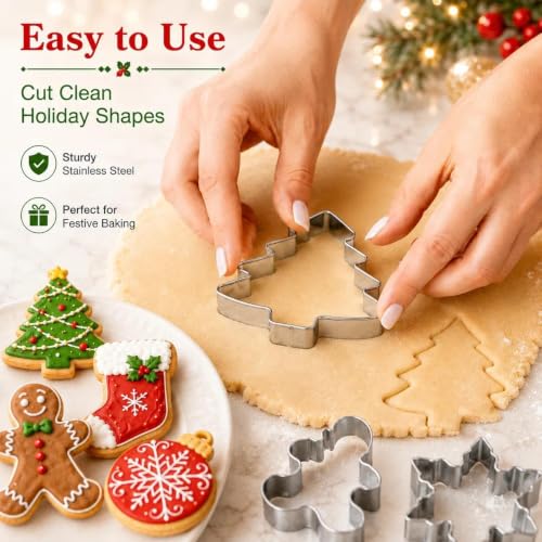 Christmas Cookie Cutters Set - 25 Holiday Stainless Steel Shapes with Style1