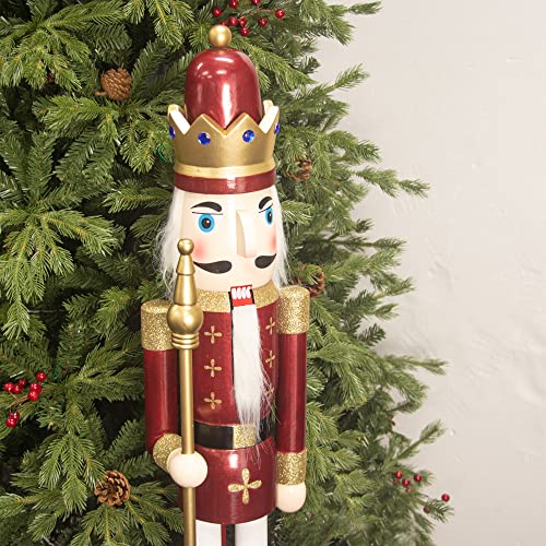 Large 4ft King Christmas Nutcracker Figurine - Wooden Holiday Decor for Front Door & Fireplace (Variation of THIS listing)