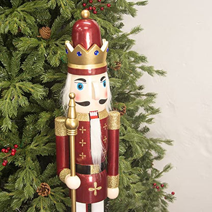 Large 4ft King Christmas Nutcracker Figurine - Wooden Holiday Decor for Front Door & Fireplace (Variation of THIS listing)
