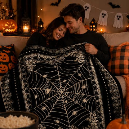 Halloween Blanket 60x50 Gothic Spider Web Throw Blanket - Dark Decor