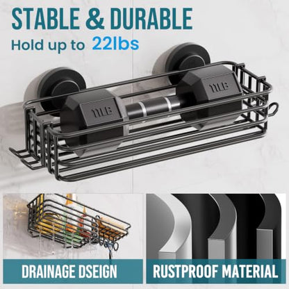 Heavy Duty Shower Caddy with Suction Cups - Black, 2 Pack