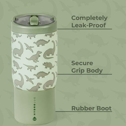 HydroJug Kids 14 Oz Stainless Steel Water Bottle - Insulated, Leakproof, BPA-Free | Durable Dinosaur Design
