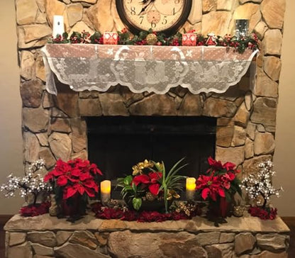 Christmas Fireplace Mantel Scarf White Lace Nativity Decor 20x90 Inches