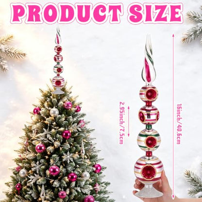 Retro Glass Christmas Tree Topper 16 Inch with Reflectors - 5 Tier, Handmade