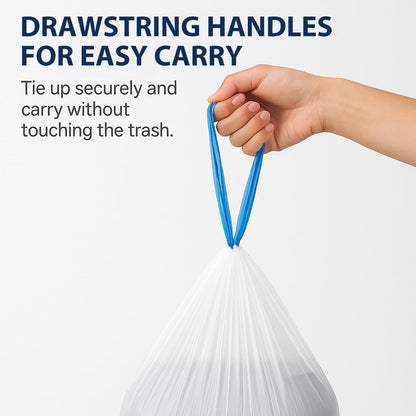 Regine Switzerland 4 Gallon Small Trash Bags - Strong Leak-Proof Drawstring Bin Liners, 100 Pack, White
