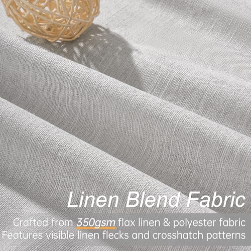 Blackout Linen Curtains - 52W x 94L in Grey Beige, 2 Panels, Modern Light Blocking & Soundproof for Living Room