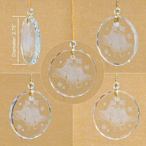 Christmas Crystal Hanging Ornament - Shiny Engraved Glass Decor - Variation C