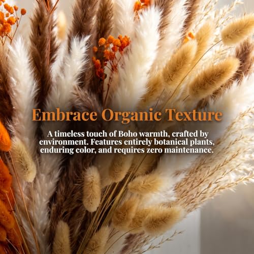 Orange Pampas Grass Bouquet 72 Pcs Dried Flowers for Fall Decor