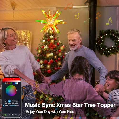 Christmas Star Tree Topper with App Control RGB Lights 13.8" Indoor Outdoor Decor