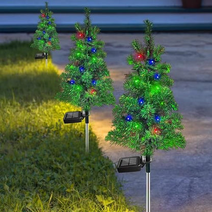 6 Pack Solar Christmas Tree Stake Lights Outdoor Waterproof Garden Decor