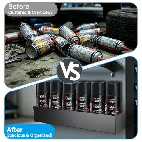 2 Pack Magnetic Spray Can Holder - Heavy Duty Steel Aerosol Organizer Rack - Wall Mount Storage for Garage, Workshop, Toolbox - Variation 2