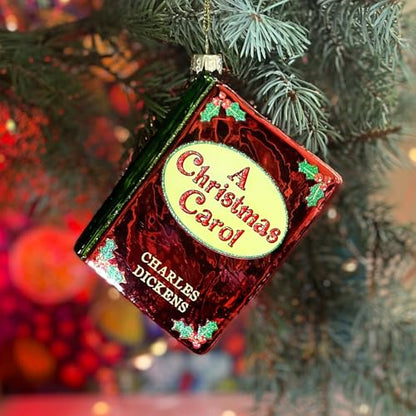 A Christmas Carol Ornament - Blown Glass Mini Book Gift for Book Lovers