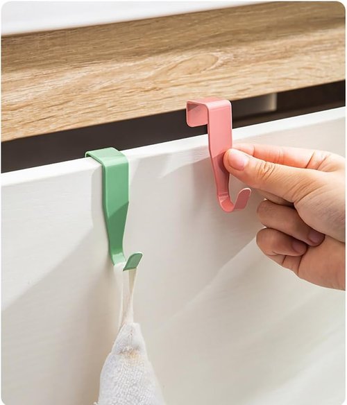 Eywlwaar Over The Cabinet Door Hooks - 4-Pack Single Hook for Easy Storage | Ideal for Doors Up to 0.8 Inch Thick