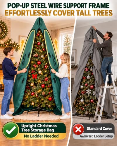 9Ft Christmas Tree Storage Bag Upright Cover for 8-9 Ft Trees Green