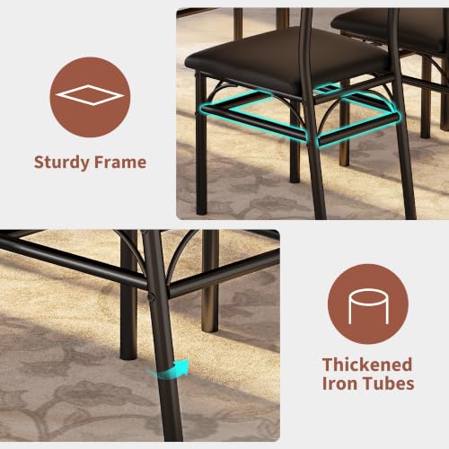 Garvee 5-Piece Dining Table Set for 4 - Retro Brown, Rectangular Kitchen & Dining Chairs