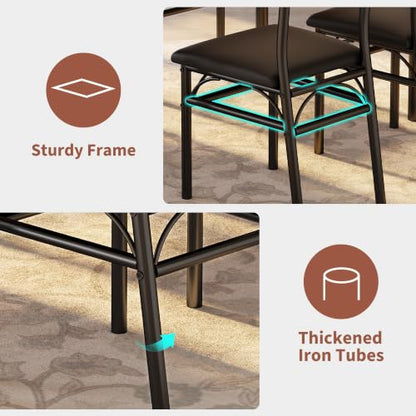 Garvee 5-Piece Dining Table Set for 4 - Retro Brown, Rectangular Kitchen & Dining Chairs