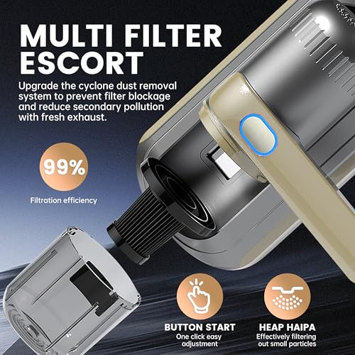 Wireless Handheld Bed Vacuum Cleaner with UV-C Light - Golden