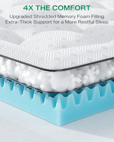 Full Size Dual Layer Memory Foam Mattress Topper - White, 4 Inch